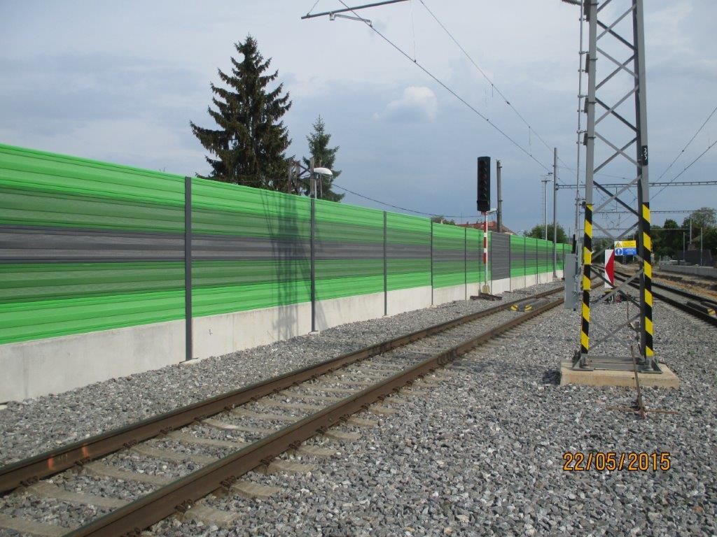 Ekrany akustyczne linia kolejowa Běchovice Czech Republic